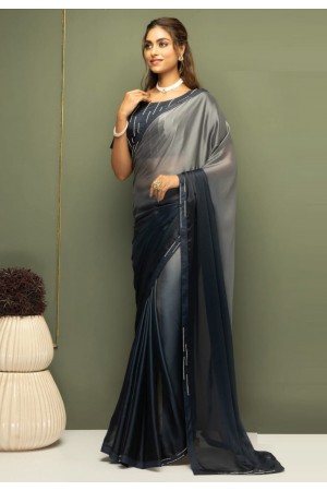 Grey Monarch silk half and half designer saree with blouse SV210