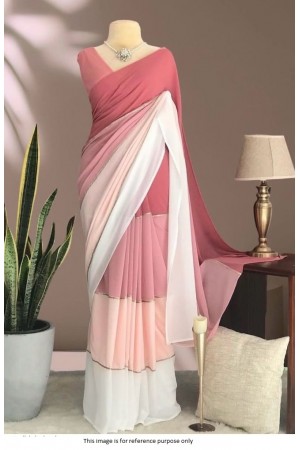 Bollywood Model White and pink multi color georgette saree