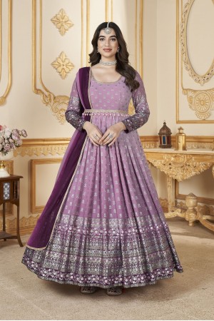 Georgette Anarkali gown dress in Lavender Pink colour 5012