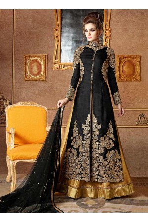 Black color mulberry wedding lehenga kameez