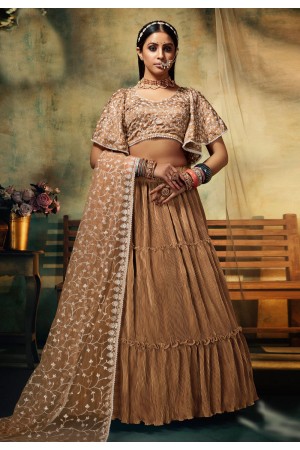 Brown satin circular lehenga choli 144946