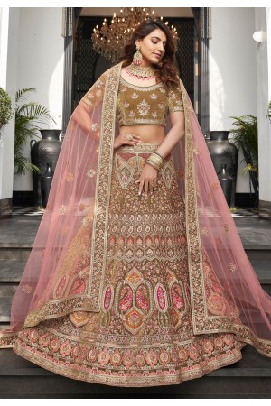 Brown velvet circular lehenga choli 9601