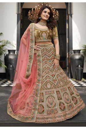 Brown velvet circular lehenga choli 9603