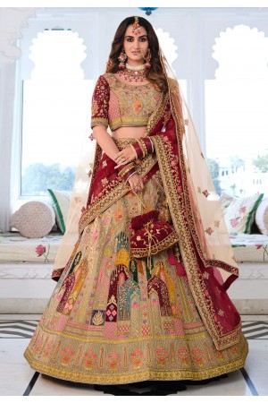 Brown velvet wedding lehenga choli 997