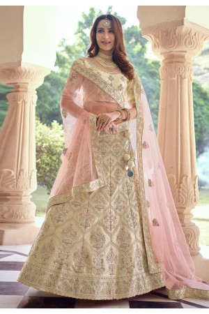 Cream crepe circular lehenga choli 7901