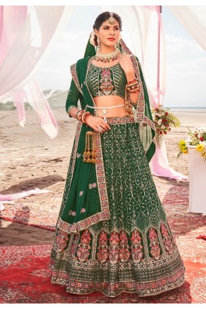 Green georgette circular lehenga choli 2204