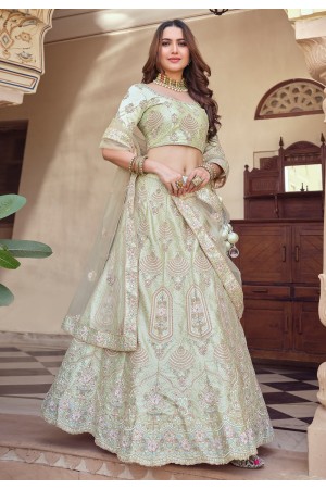 Light green crepe circular lehenga choli 7907