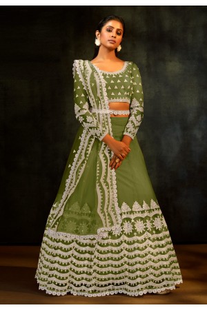 Light green net circular lehenga choli 111E