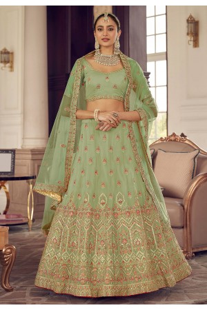 Light green organza a line lehenga choli 9415