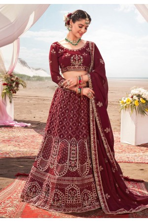 Maroon georgette circular lehenga choli 2203