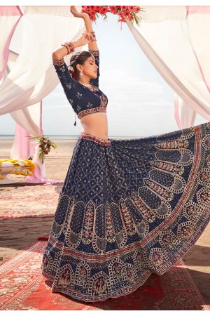 Navy blue georgette circular lehenga choli 2206