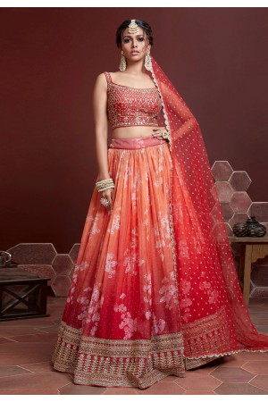 Orange silk circular lehenga choli 103