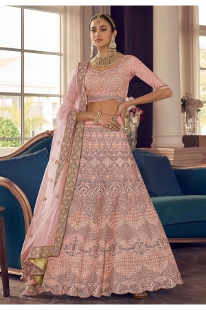 Peach crepe a line lehenga choli 9418