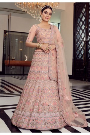 Peach organza a line lehenga choli 9701