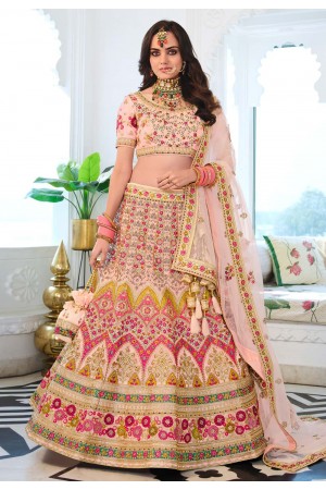 Peach organza wedding lehenga choli 995