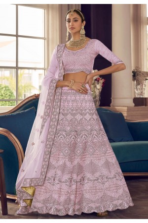 Pink crepe a line lehenga choli 9417