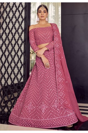 Pink georgette a line lehenga choli 9711