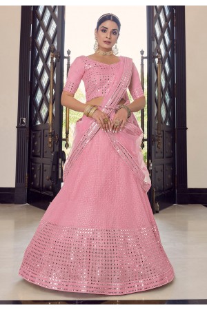 Pink georgette a line lehenga choli 9719