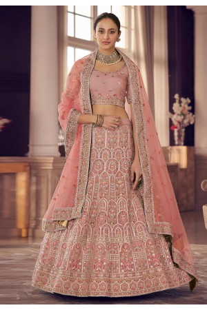 Pink organza a line lehenga choli 9423