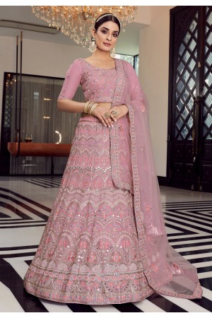 Pink organza a line lehenga choli 9716