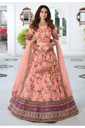 Pink silk wedding lehenga choli 999