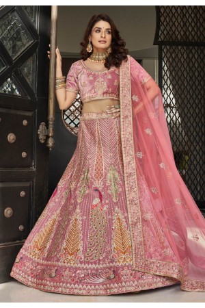 Pink velvet circular lehenga choli 9604