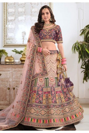 Pink velvet wedding lehenga choli 998