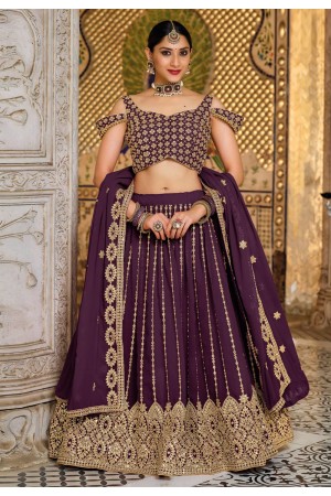 Purple georgette circular lehenga choli 2032