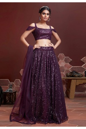 Purple soft net circular lehenga choli 104