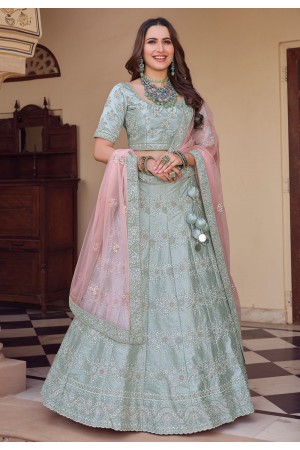 Sea green crepe circular lehenga choli 7905