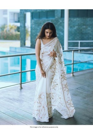 Bollywood Model Georgette White Gotta designer saree