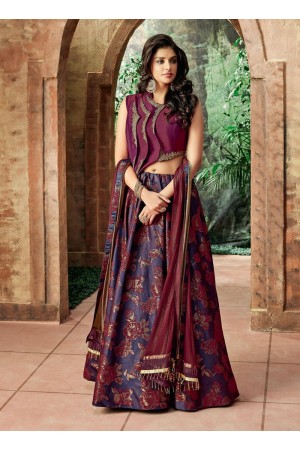 Indian wedding Purple and magenta silk wedding lehenga 7705