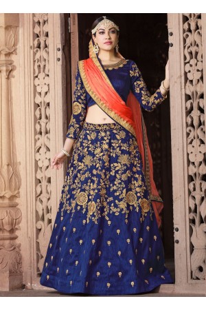 Blue banglori silk wedding lehenga choli