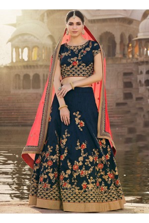 Blue banglori silk wedding lehenga choli