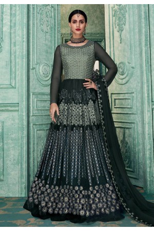 Black silk floor length anarkali suit 1232