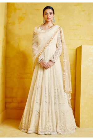 Cream georgette readymade floor length anarkali suit 2093