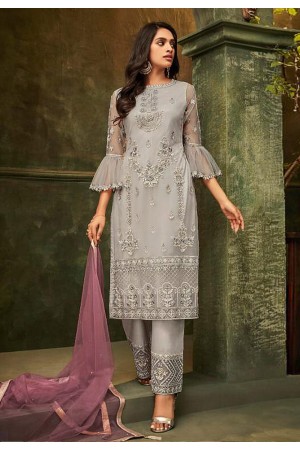 Gray net embroidered kameez with pant 4949