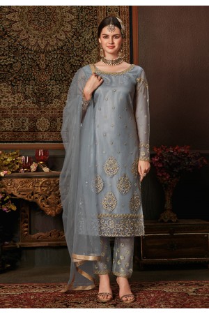 Gray net kameez with pant 8204