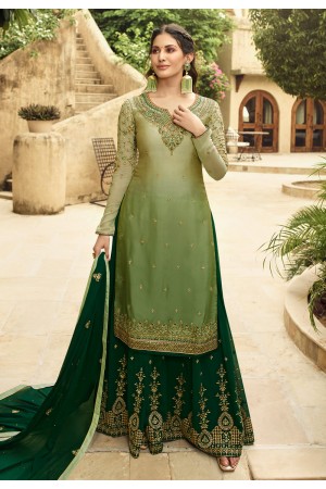 Light Green Multi Embroidered And Printed Designer Palazzo Suit |  Partywear, Palazzo suit, Saree designs