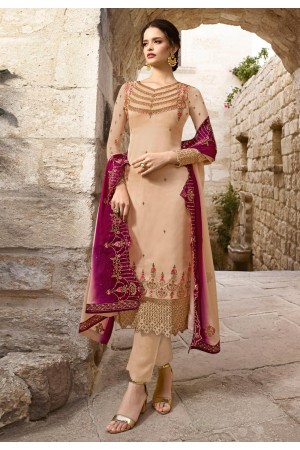 Peach satin kameez with pant 18077