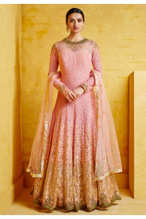 Pink georgette readymade long anarkali suit 2092