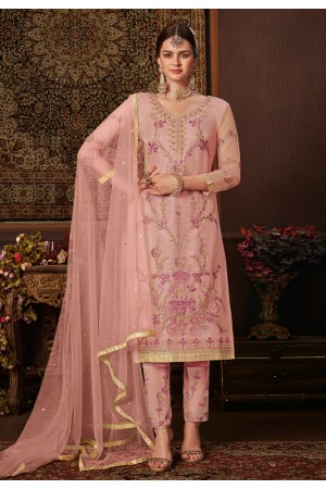 Pink net pant style suit 8203