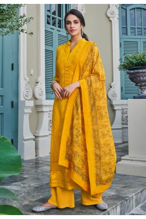 Yellow faux georgette readymade palazzo suit 1081