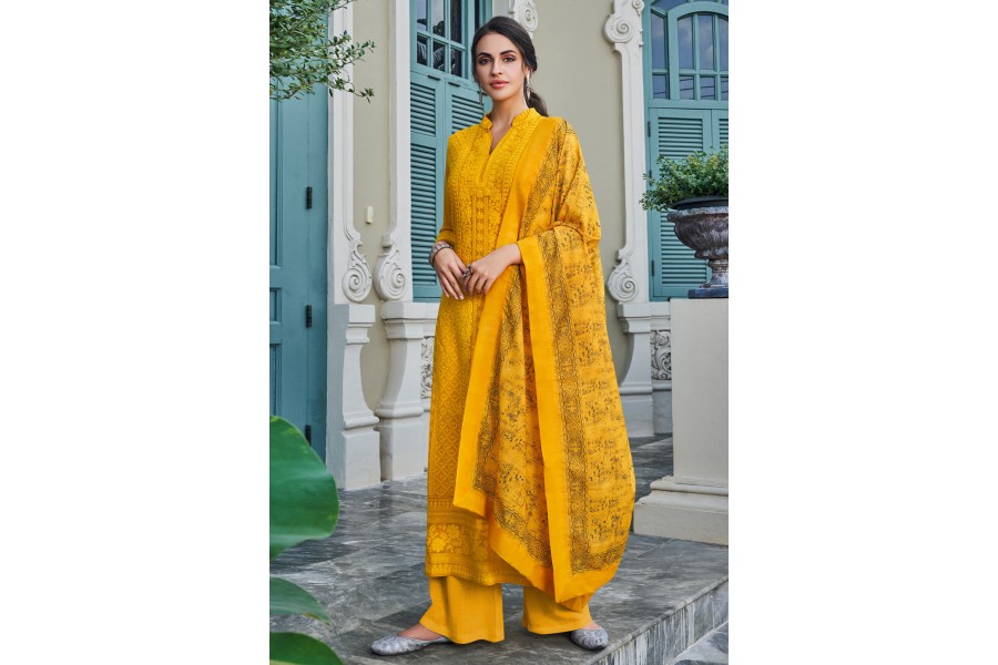 Yellow Georgette Palazzo Salwar Suits main image 1