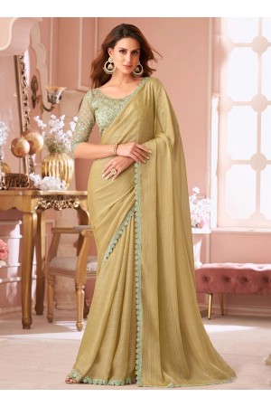 Golden georgette wedding saree with heavy embroidered blouse 8015