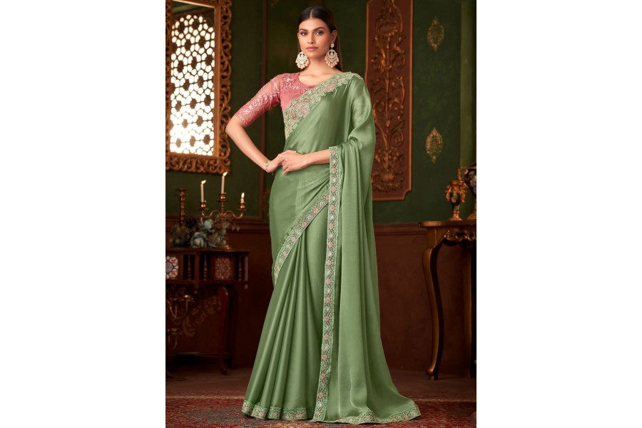 Green Double Shade Saree MRS114