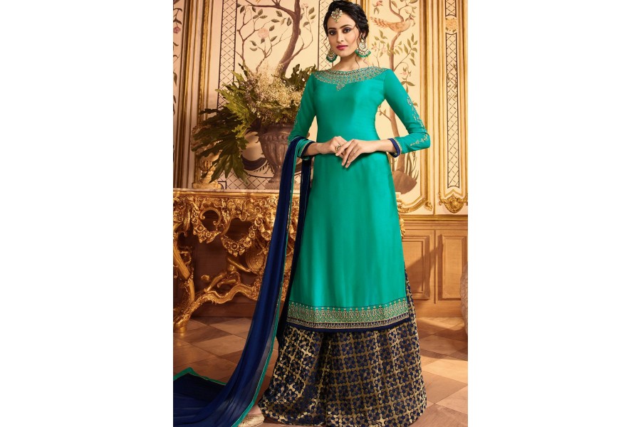 Designer Purple Georgette Pakistani Style Sharara Suit