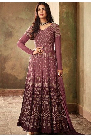 sonal chauhan mauve georgette embroidered designer anarkali suit 6706