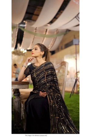 Bollywood model georgette black sequins saree