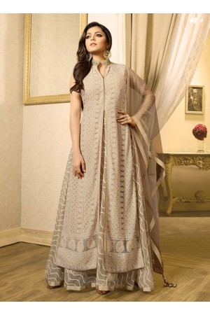 Drashti Dhami beige color georgette party wear anarkali kameez